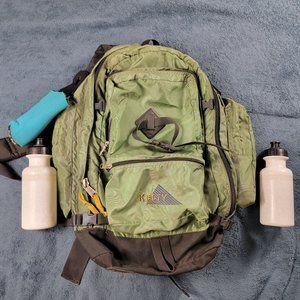 Kelty Red Wing Green Outdoor Camping Hiking Backpack Pack With Water Bottles